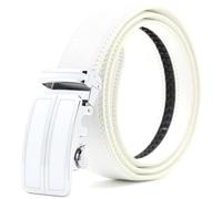 JUJNTNT Ceinture en cuir véritable pour homme, boucle automatique en métal, de luxe, décontractée (105 cm, blanche)