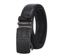 JUJNTNT Ceinture pour homme d'affaires 3,5 cm, motif crocodile, décontractée, noire, boucle automatique, pour costume et pantalon (100 cm/8)
