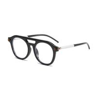 JUJNTNT Doppelsteg-Sonnenbrille für Damen und Herren, klare Verlaufsgläser, UV400, Retro-Nieten (schwarz klar)