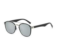 JUJNTNT Doppelsteg-Sonnenbrille für Damen und Herren, luxuriös, Retro, Farbverlauf, verspiegelt, UV400 (schwarz-silberner Spiegel)