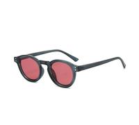JUJNTNT Kleine runde Punk-Sonnenbrille für Damen und Herren, Retro-Nieten, transparent, UV400 (Dunkelgrau, Rot, Pink)