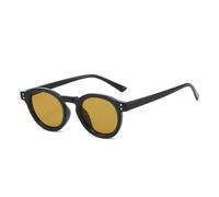 JUJNTNT Kleine runde Punk-Sonnenbrille für Damen und Herren, Retro-Nieten, transparent, UV400 (Schwarzer Tee)