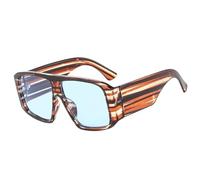 JUJNTNT Lunettes de soleil à monture large pour femmes et hommes, protection UV en polycarbonate (fleur bleue)