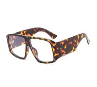 JUJNTNT Lunettes de soleil à monture large pour femmes et hommes, protection UV en polycarbonate (Leoaprd)