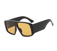 JUJNTNT Lunettes de soleil à monture large pour femmes et hommes, protection UV en polycarbonate (noir-marron)