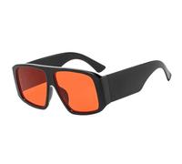 JUJNTNT Lunettes de soleil à monture large pour femmes et hommes, protection UV en polycarbonate (noir-rouge)