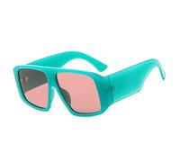 JUJNTNT Lunettes de soleil à monture large pour femmes et hommes, protection UV en polycarbonate (vert-marron clair)