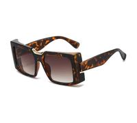 JUJNTNT Lunettes de soleil carrées de luxe pour hommes et femmes, style hip-hop, patchwork coloré (Léopard marron)