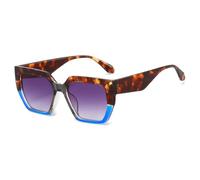 JUJNTNT Lunettes de soleil carrées pour femmes, style patchwork coloré, protection UV400, idéales pour les voyages (bleu léopard gris)