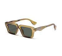 JUJNTNT Lunettes de soleil carrées rétro pour femmes, verres dégradés UV400, verres transparents tendance, monture à rivets (vert olive)