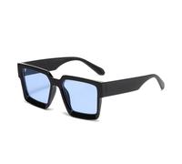 JUJNTNT Lunettes de soleil carrées surdimensionnées pour femmes, verres dégradés transparents, UV400, style punk (noir et bleu)