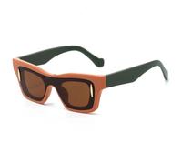 JUJNTNT Lunettes de soleil carrées uniques pour femmes et hommes, patchwork de couleurs, style rétro, protection UV400 (orange thé)