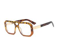 JUJNTNT Lunettes de soleil Double Bridges pour femmes et hommes, verres de luxe rétro transparents dégradés, rivets UV400 (léopard transparent)