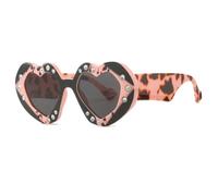 JUJNTNT Lunettes de soleil en forme de cœur pour femme, luxueuses montures en diamant et strass surdimensionnés (C5PinkFlower-Black)
