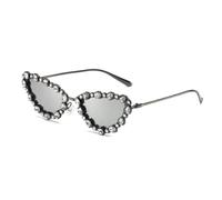 JUJNTNT Lunettes de soleil œil de chat diamant pour femmes, style rétro cristal, pour hommes, style vintage luxueux, protection UV400 (argent canon de fusil)