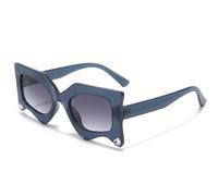 JUJNTNT Lunettes de soleil œil de chat irrégulières pour femmes, luxueuses et élégantes, pour soirées en plein air, UV400 (C3Gray)