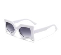 JUJNTNT Lunettes de soleil œil de chat irrégulières pour femmes, luxueuses et élégantes, pour soirées en plein air, UV400 (C6BlancGris)