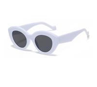 JUJNTNT Lunettes de soleil œil de chat pour femme, monture épaisse, style punk, luxe, UV400 (blanc-noir)