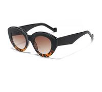 JUJNTNT Lunettes de soleil œil de chat pour femme, monture épaisse, style punk, luxe, UV400 (noir, léopard et marron)