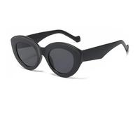 JUJNTNT Lunettes de soleil œil de chat pour femme, monture épaisse, style punk, luxe, UV400 (noir mat-noir)