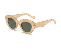 JUJNTNT Lunettes de soleil œil de chat pour femme, monture épaisse, style punk, luxe, UV400 (orange-vert)