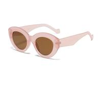 JUJNTNT Lunettes de soleil œil de chat pour femme, monture épaisse, style punk, luxe, UV400 (rose-marron)