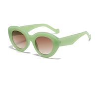 JUJNTNT Lunettes de soleil œil de chat pour femme, monture épaisse, style punk, luxe, UV400 (vert-marron clair)