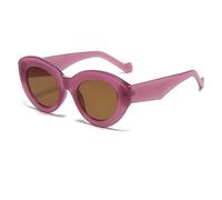 JUJNTNT Lunettes de soleil œil de chat pour femme, monture épaisse, style punk, protection UV400 (violet-marron)
