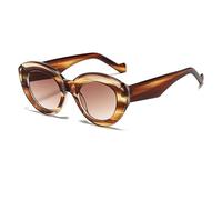 JUJNTNT Lunettes de soleil œil de chat pour femme, monture épaisse, style punk, verres UV400 (marron fleuri)