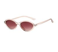 JUJNTNT Lunettes de soleil œil de chat pour femme, style rétro, en polycarbonate, protection UV (marron clair-marron)