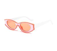 JUJNTNT Lunettes de soleil œil de chat vintage pour femmes et hommes, petites, colorées, rétro, steampunk, UV400 (C6 rouge, blanc et rose)