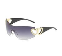 JUJNTNT Lunettes de soleil monobloc sans monture pour femme, sport enveloppant le cœur (2)