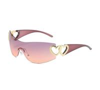 JUJNTNT Lunettes de soleil monobloc sans monture pour femme, sport enveloppant le cœur (5)