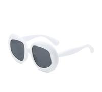JUJNTNT Lunettes de soleil ovales à contraste de couleurs pour femmes, style rétro carré, verres dégradés transparents, protection UV400, tendance luxe punk (blanc)