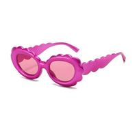 JUJNTNT Lunettes de soleil ovales en forme de fleur, couleur gelée, pour femmes et hommes, tendance, UV400, rétro (rose, violet, rose)