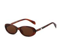 JUJNTNT Lunettes de soleil ovales Fashion Simplify Pearl (Leopard Tea)