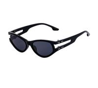 JUJNTNT Lunettes de soleil ovales œil de chat pour femmes et hommes, style punk rétro tendance et de luxe, protection UV400 (C1Gray)
