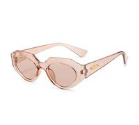 JUJNTNT Lunettes de soleil ovales œil de chat style punk pour femmes et hommes, style vintage steampunk, verres léopard, protection UV400 (marron-marron)