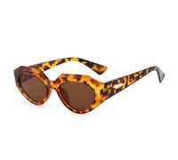 JUJNTNT Lunettes de soleil ovales style punk œil de chat pour femmes et hommes, style vintage steampunk, motif léopard, UV400 (léopard)