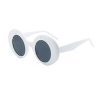 JUJNTNT Lunettes de soleil ovales tendance pour femmes et hommes, style punk rétro, UV400 (blanc et gris)