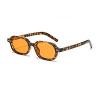 JUJNTNT Lunettes de soleil ovales tendance pour femmes, style rétro, rivets, dégradé de couleurs, UV400, style punk (orange léopard)