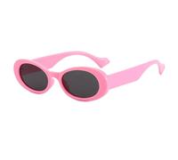 JUJNTNT Lunettes de soleil ovales vintage pour femmes, petite monture rétro noire ronde UV400 (C7 rose-noir)