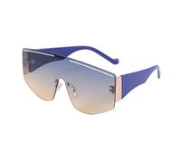 JUJNTNT Lunettes de soleil oversize sans monture - Verres dégradés sculptés ajourés, branches en polycarbonate, légères, pour la mode et les activités de plein air, C4, taille unique