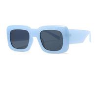 JUJNTNT Lunettes de soleil pour femme, design rétro à dessus plat, monture en plastique, protection UV400 (C4 bleu-noir)