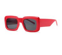 JUJNTNT Lunettes de soleil pour femme, design rétro à dessus plat, monture en plastique, protection UV400 (C5 rouge-noir)