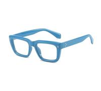 JUJNTNT Lunettes de soleil pour femmes et hommes, style vintage, transparent, dégradé, tendance, punk, rivets (bleu clair)