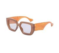 JUJNTNT Lunettes de soleil punk pour femme, grande monture, UV400 (marron et fleur)