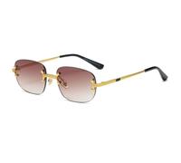 JUJNTNT Lunettes de soleil rectangulaires rétro sans monture, verres miroir, verres UV400 (9)