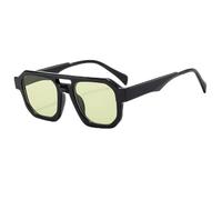 JUJNTNT Lunettes de soleil rétro à double pont pour femme et homme, verres UV400 (noir et vert)