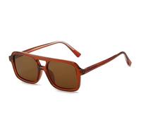 JUJNTNT Lunettes de soleil rétro à double pont pour femmes et hommes, verres transparents de luxe, couleur bonbon, UV400 tendance (thé marron)